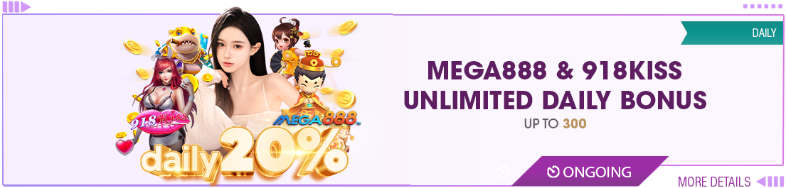 WABO MEGA888 & 918KISS Unlimited Daily Bonus promotion banner